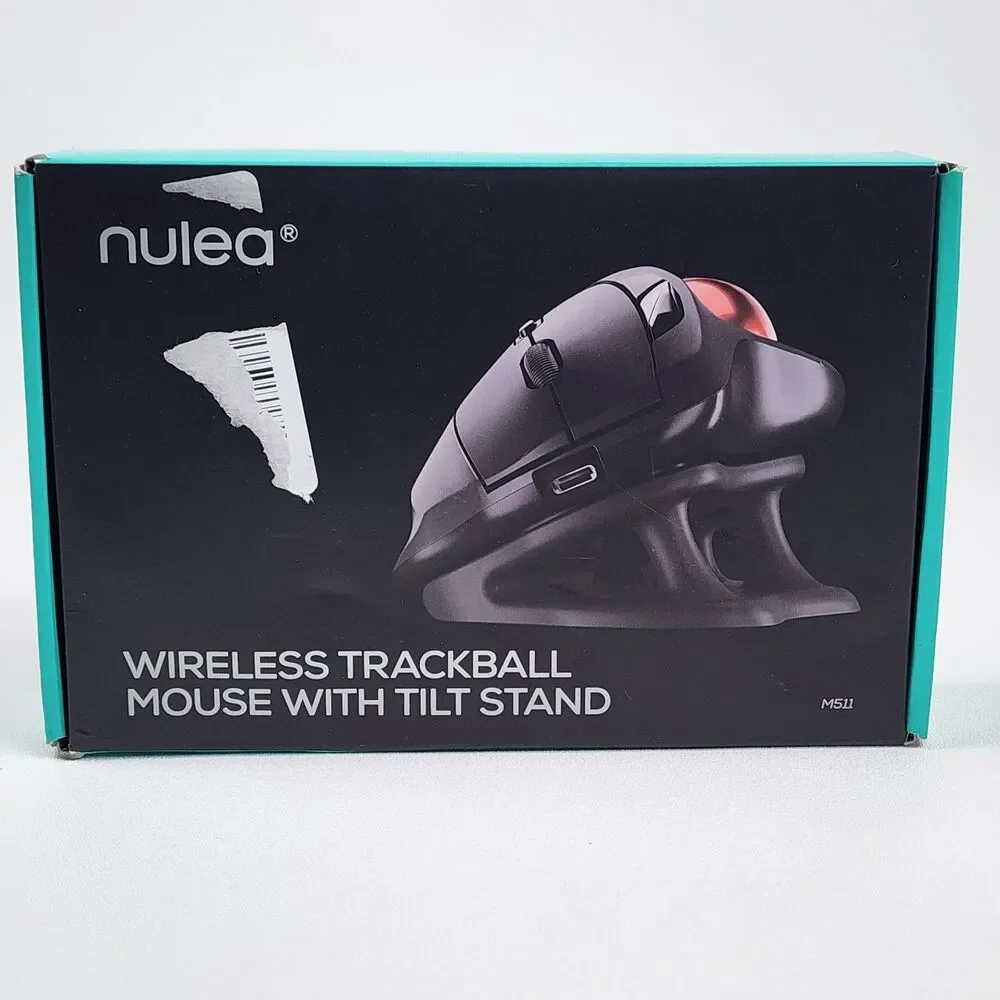 Nulea M511 Wireless Trackball Mouse Rechargeable Bluetooth USB Ergonomic Red